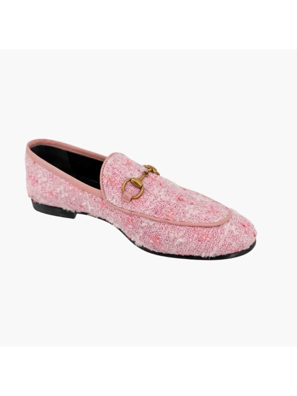 Gucci Jordaan Light Pink Tweed Horsebit Loafers Size 37 US 7 Women's Flats - Picture 11 of 15